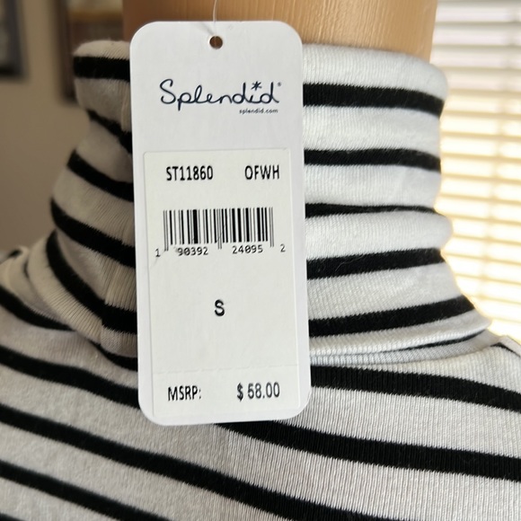Splendid | NWT Black & White Long Sleeve Turtle Neck Small - Picture 4 of 4